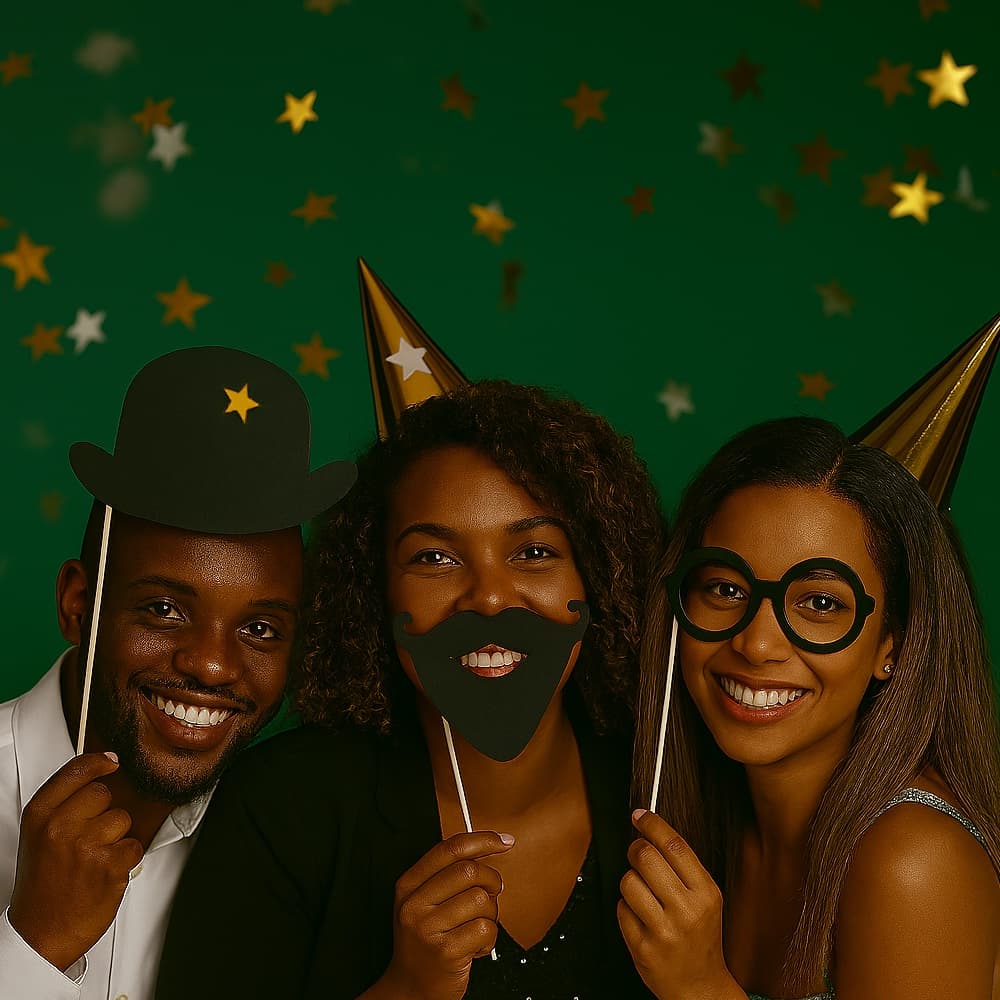 Amis avec accessoires photobooth — célébration privée